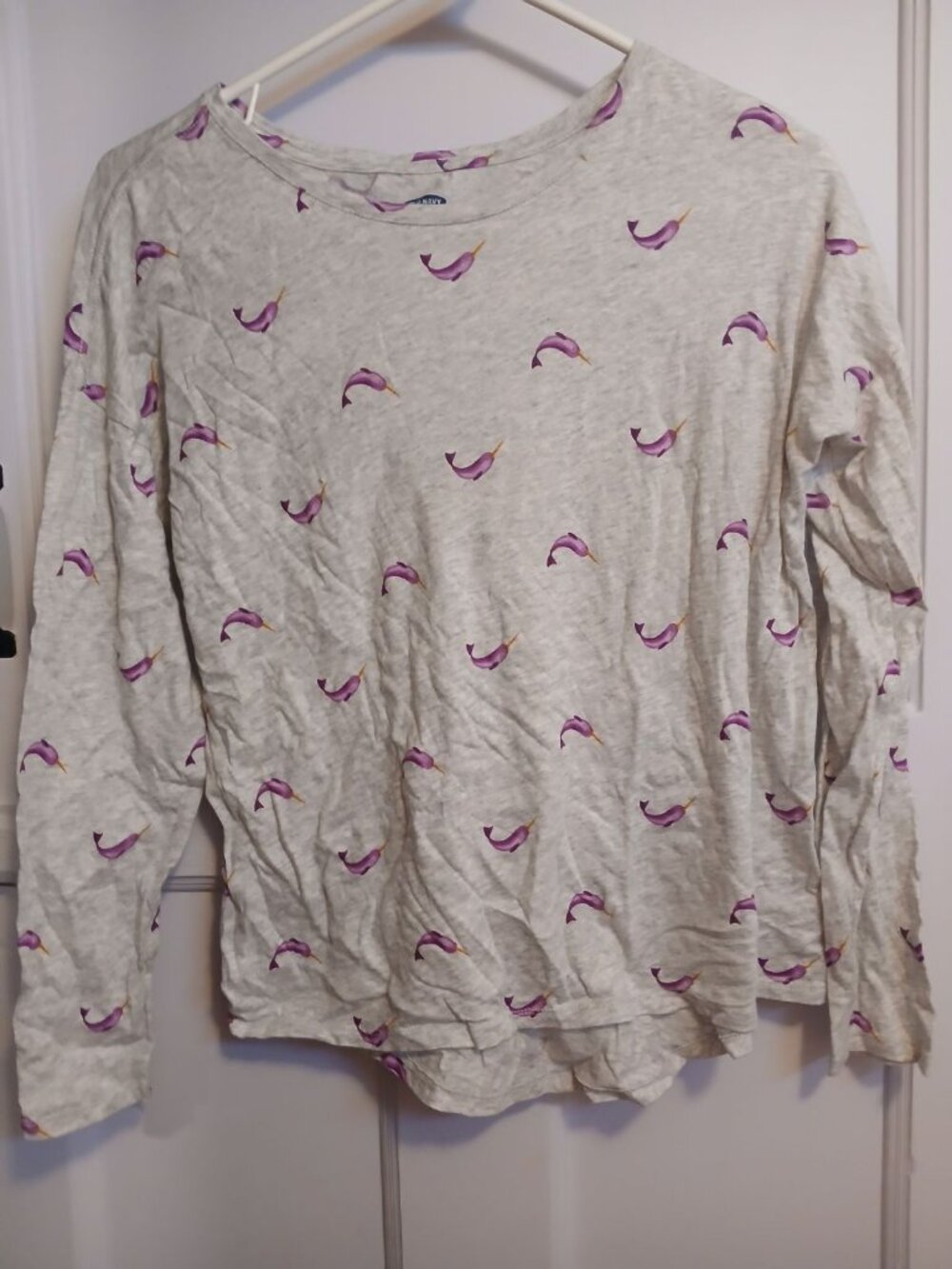 Old Navy XL (14) Girls Long Sleeve Grey and Purple Shirt